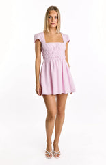 Clairo Light Pink Stripe Cap Sleeve Mini dress