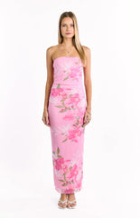 Imogen Pink and Green Floral Print Maxi Dress