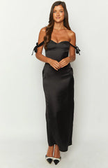Sheridan Black Satin Maxi Dress