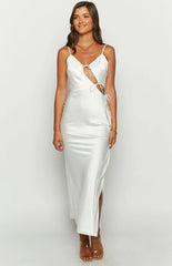 Renaissance White Satin Maxi Dress