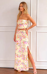 Genevieve Yellow Bloom Maxi Skirt