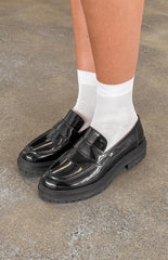 Tony Bianco Wiz Hi Shine Black Loafers