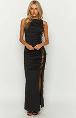 Glam Black Tie Maxi Dress