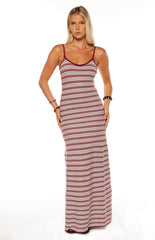 Rhiannon Burgundy Stripe Knit Maxi Dress