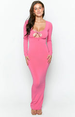 Kemper Pink Long Sleeve Maxi Dress