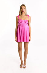 Sammie Hot Pink Satin Mini Dress