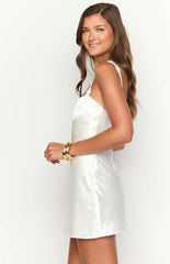 Marbelle White Satin Mini Dress