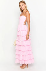 Georgie Pink Ruffle Maxi Dress