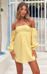 Koa Yellow Long Sleeve Mini Dress