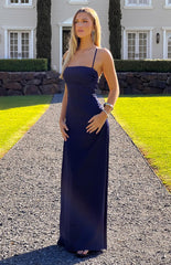 Blaise Navy Satin Maxi Dress
