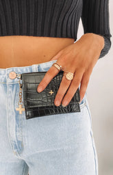 Peta & Jain Chana Wallet Black Croc