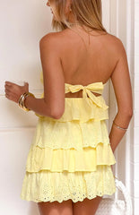 Hannah Yellow Strapless Mini Dress