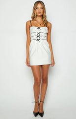 It Girl White Bow Mini Dress