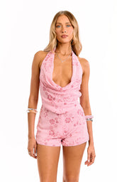 Vinne Light Pink Beaded Shorts