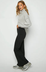 Katrine Black Split Hem Pants