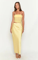 Elinor Yellow Satin Maxi Dress