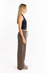 Avandi Brown Stripe Drawstring Waistband Pants