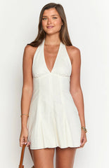 Gabriette White Linen Blend Mini Dress