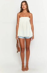 Angia White Strapless Top