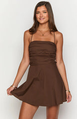 Aiden Brown Lace Up Mini Dress