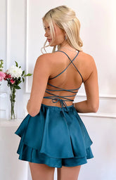 Marleen Teal Tie Back Party Playsuit