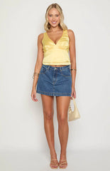 Ivory Petal Yellow Satin Top