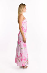 Maiah Pink And Green Floral Print Maxi Dress