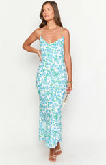 Valentina Blue Floral Maxi Dress