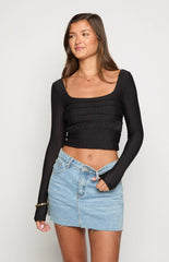 Vida Black Long Sleeve Top