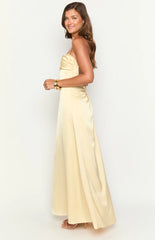 Blaise Yellow Satin Maxi Dress