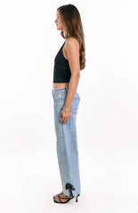 Willabelle Light Wash Denim Bow Hem Low Rise Jeans