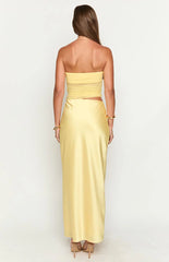 Elinor Yellow Satin Maxi Dress