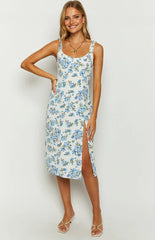 Jessie Blue Floral Midi Dress