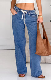 Beau Mid Wash Tie Waist Denim Jeans