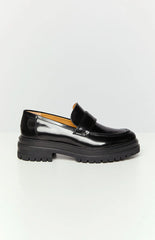 Tony Bianco Wiz Hi Shine Black Loafers