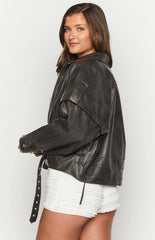 Jessica Anne PU Washed Black Jacket