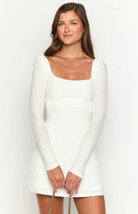 Marcus White Long Sleeve Mini Dress