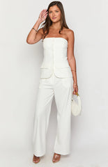 Dien White Strapless Button Up Top