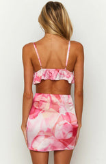 Jessie Pink Satin Crop Top