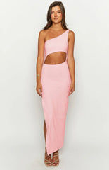 Simone Cut Out One Shoulder Pink Maxi Dress