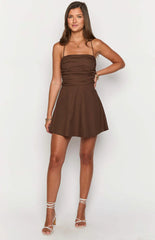 Aiden Brown Lace Up Mini Dress