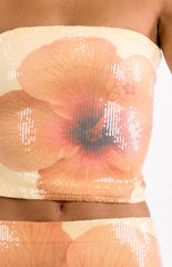 Denzel Yellow Floral Sequin Top