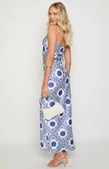 Renesmee Navy Tile Print Maxi Dress