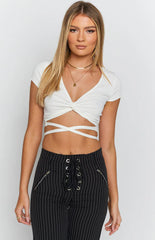 One Thing Cut Out Crop Top White