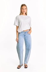 Jannina Light Wash Denim Studded Low Rise Jeans