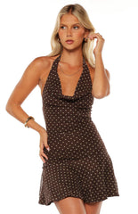 Billy Brown Polka Dot Cowl Party Mini Dress