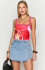Joy Light Wash Denim Wrap Mini Skort