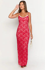 Kata Red Lace Maxi Dress