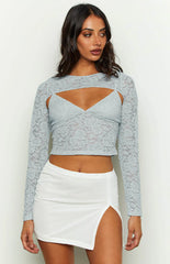 Here With Me Blue Lace Cami and Shrug Set