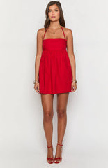 Carter Red Halter Mini Dress